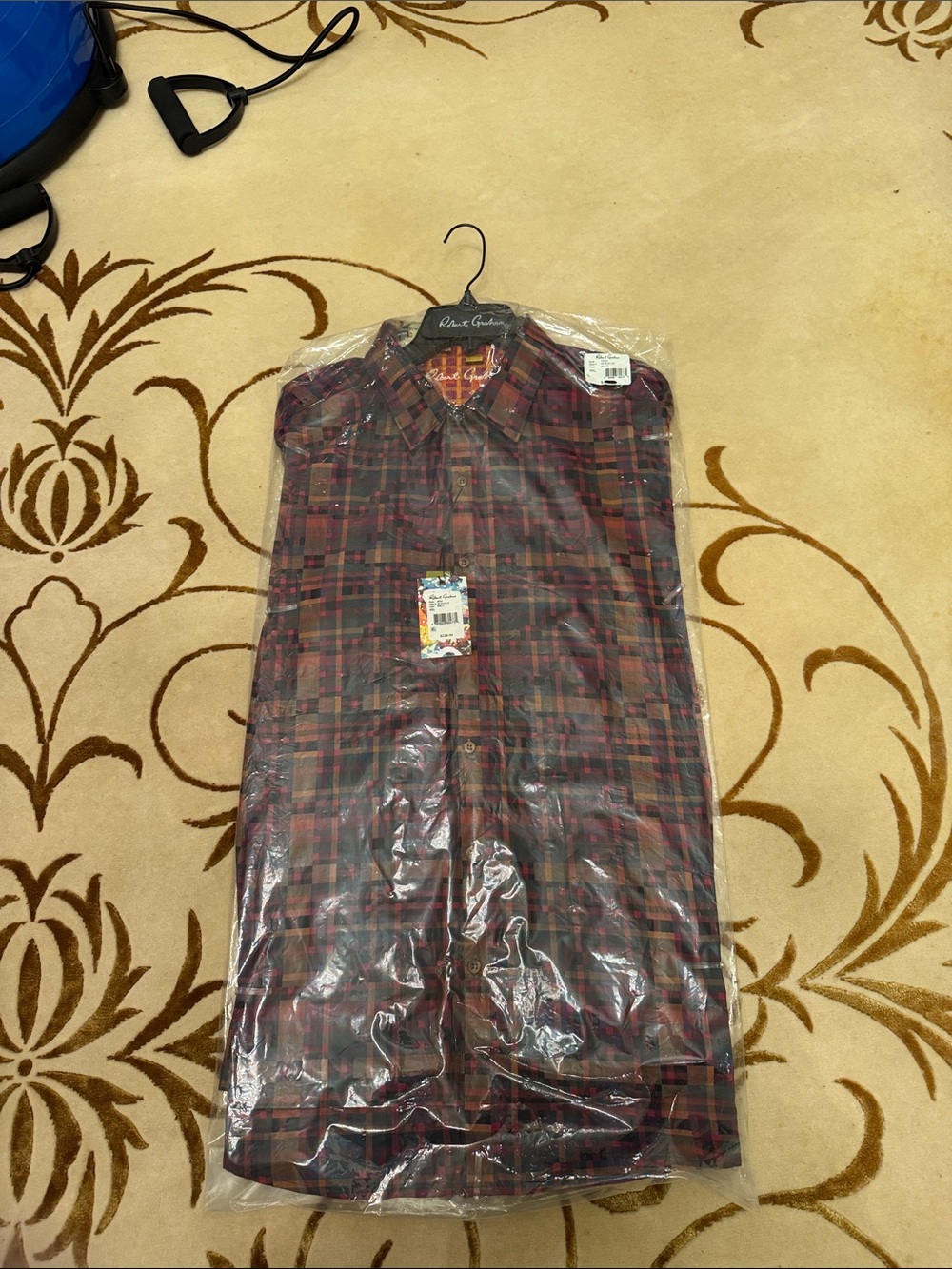 Pierre Cardin Men's Burgundy and Black Plaid Button-Down Shirt
